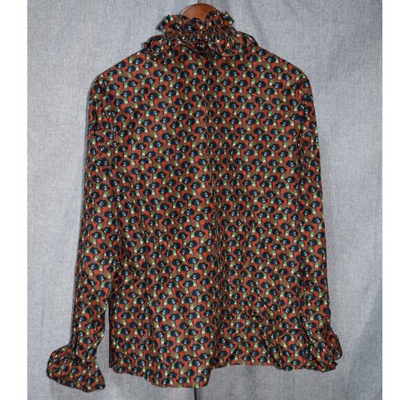 Zara Multi-Color Floral Geometric Print Ruffle Collar Blouse – Size M - Picture 4 of 4